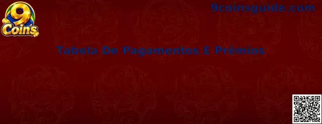 Tabela De Pagamentos E Prêmios do jogo 9 Coins detalhando valores de moedas e jackpots